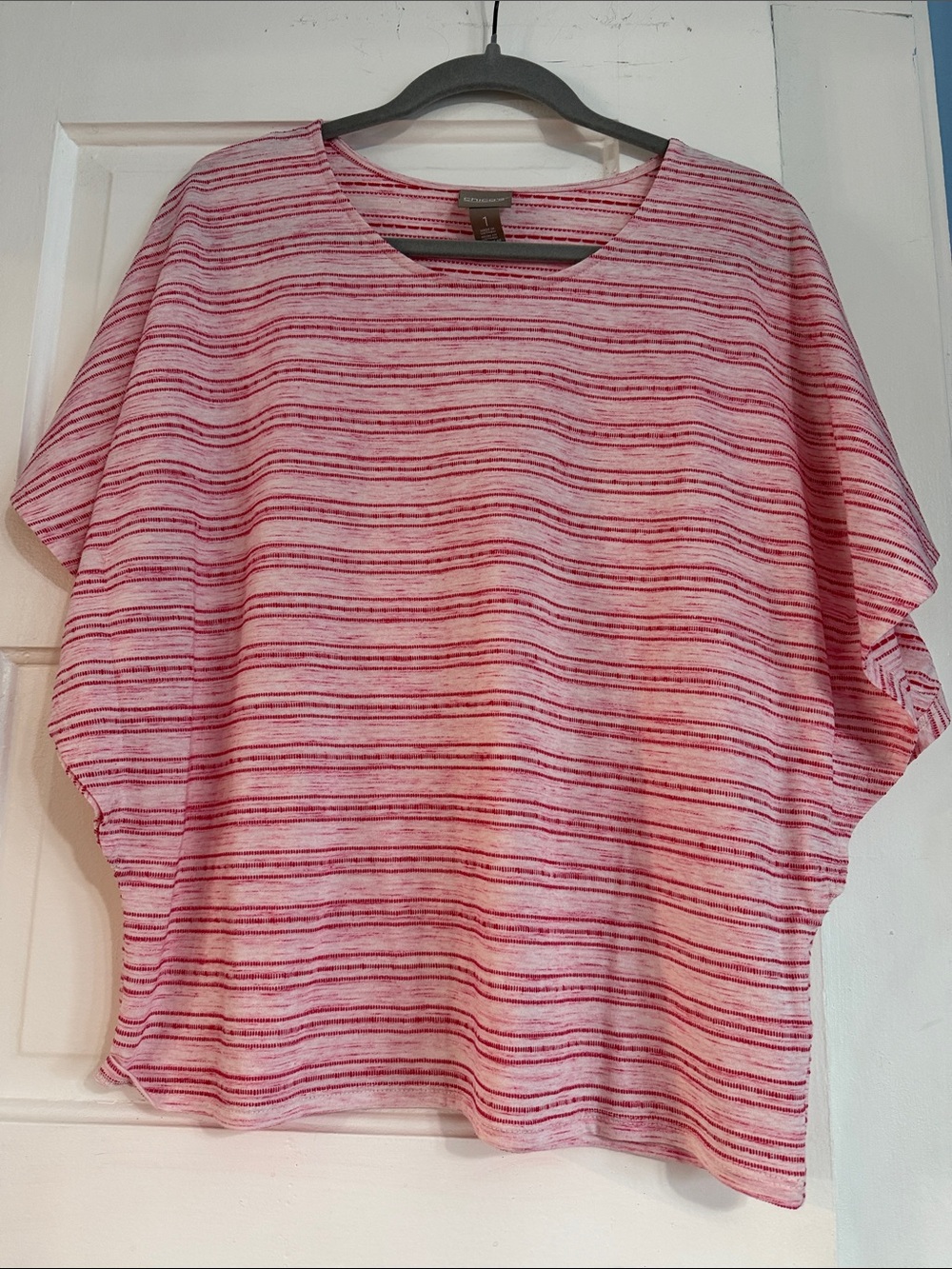 Chico's Pink and White Striped Short Sleeve Tee